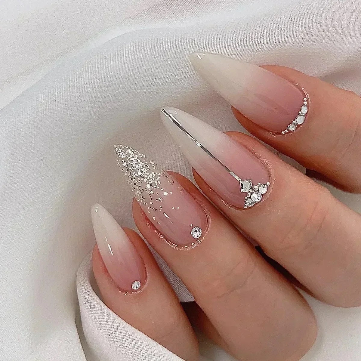 Crystal Snow French Press-On Nails