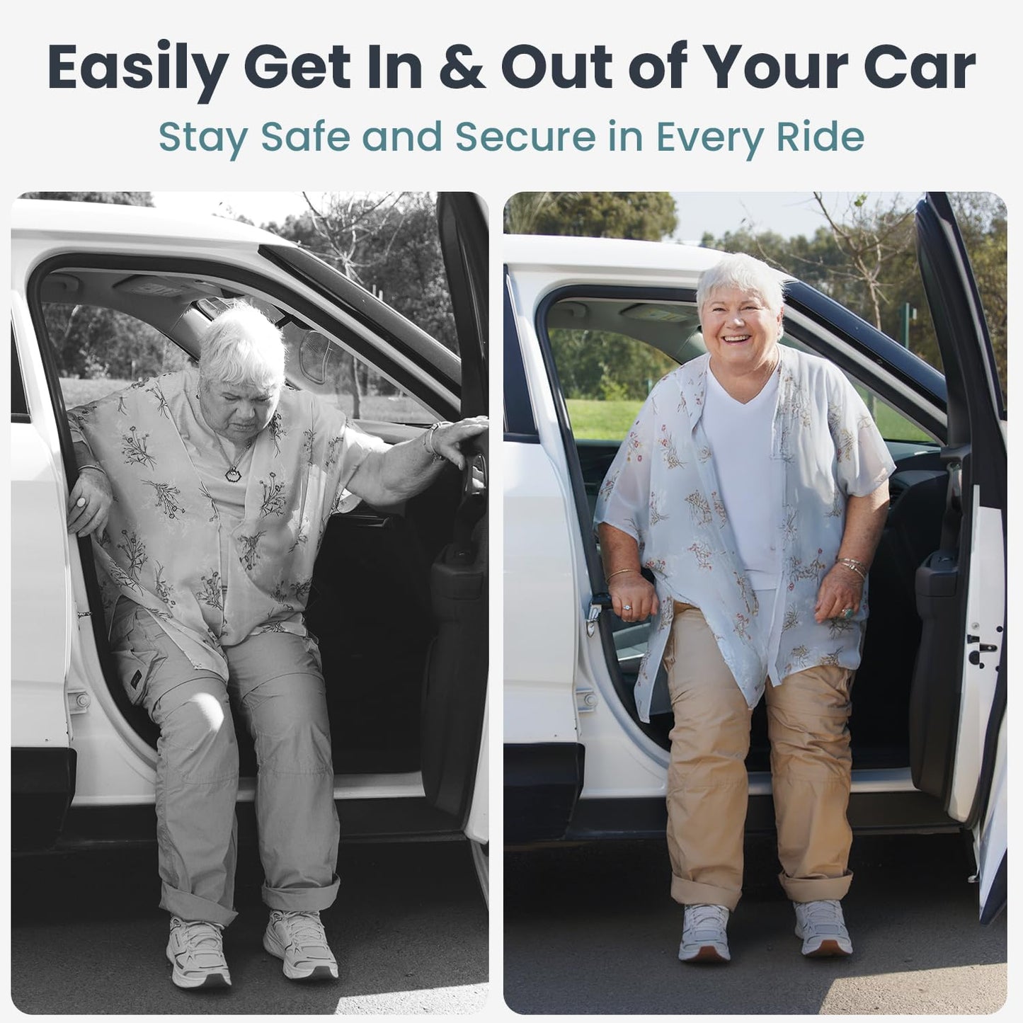 Car Door Handle for Elderly (2 Pack) Car Cane Assist Handle with Anti-Slip Grip, Steel Hook for Secure Latch Fit, Supports up to 300 Lbs, Easy Tool-Free Use