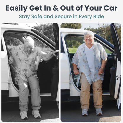 Car Door Handle for Elderly (2 Pack) Car Cane Assist Handle with Anti-Slip Grip, Steel Hook for Secure Latch Fit, Supports up to 300 Lbs, Easy Tool-Free Use
