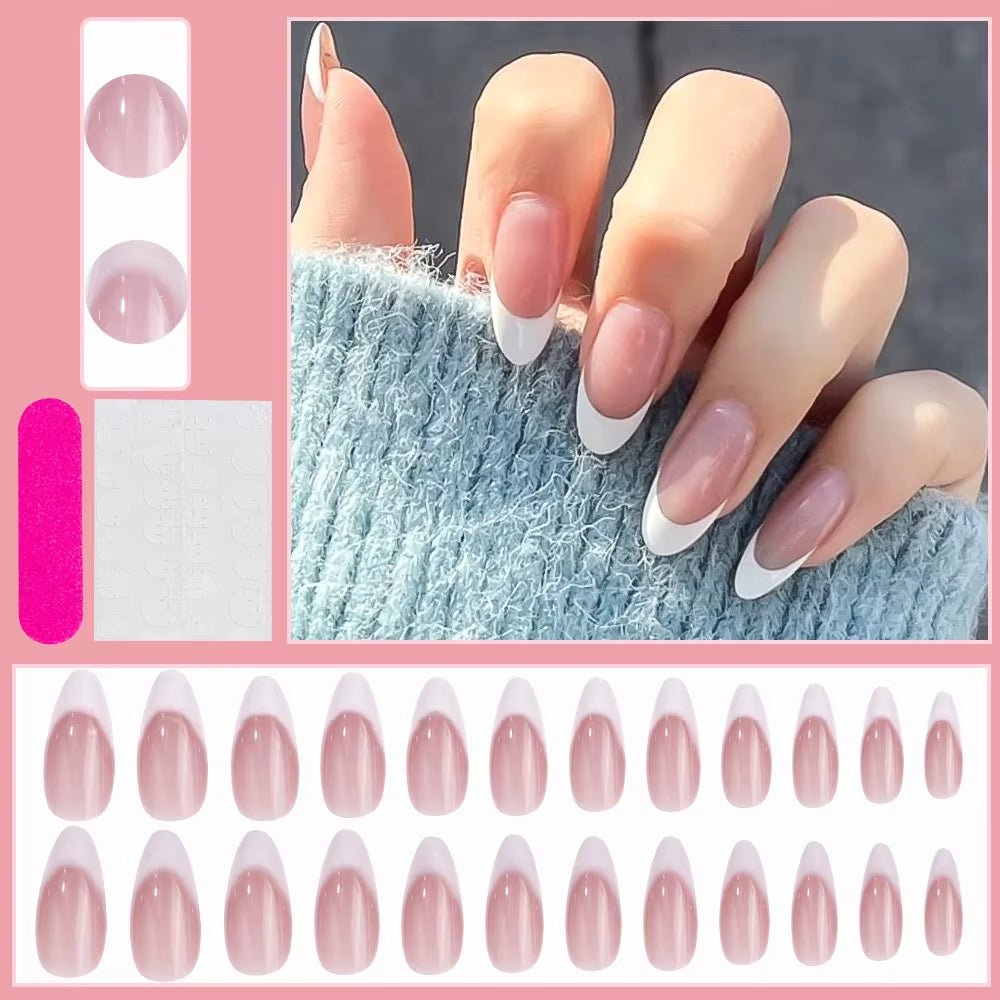 Soft French Tip Press-On Nails