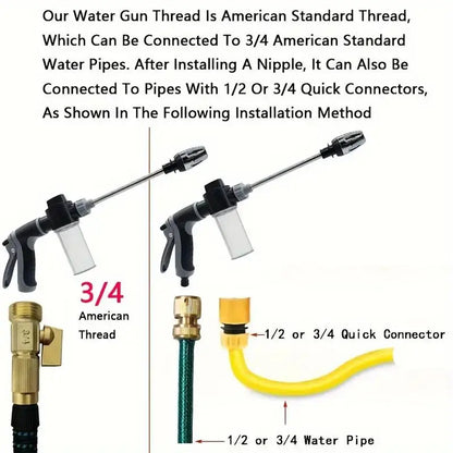 High Pressure Foam Water Gun – Adjustable Car Wash Sprayer for Cars, Garden & Pet Cleaning