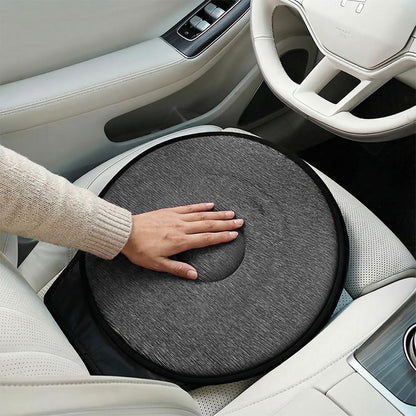 360 Degree Swivel Car Seat Cushion with Handle Support Grey