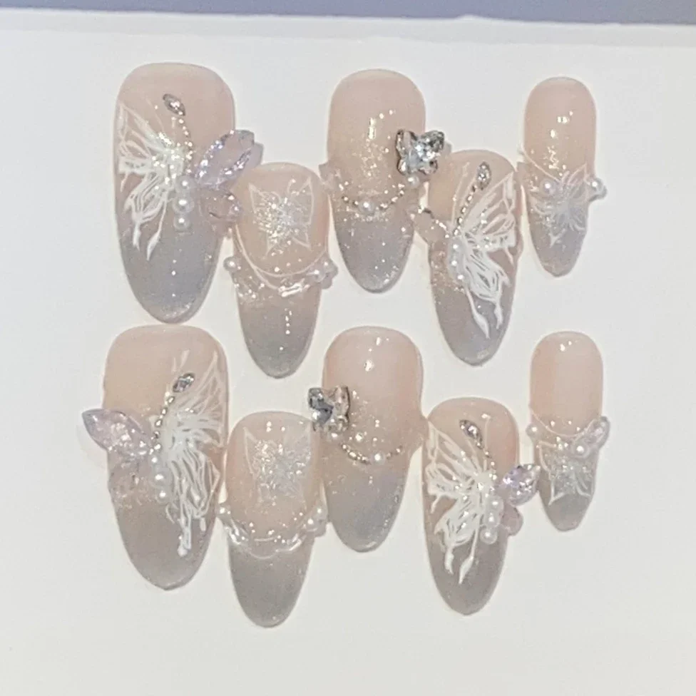 K-BEAUTY FROSTED BUTTERFLY PRESS-ON NAILS