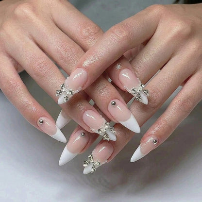 K-BEAUTY BUTTERFLY FRENCH TIP PRESS-ON NAILS