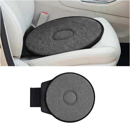 360 Degree Swivel Car Seat Cushion with Handle Support Grey
