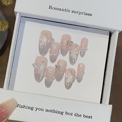 K-BEAUTY FROSTED BUTTERFLY PRESS-ON NAILS